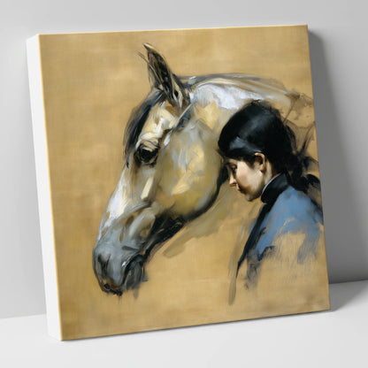 The Silent Bond horse & rider canvas wall art