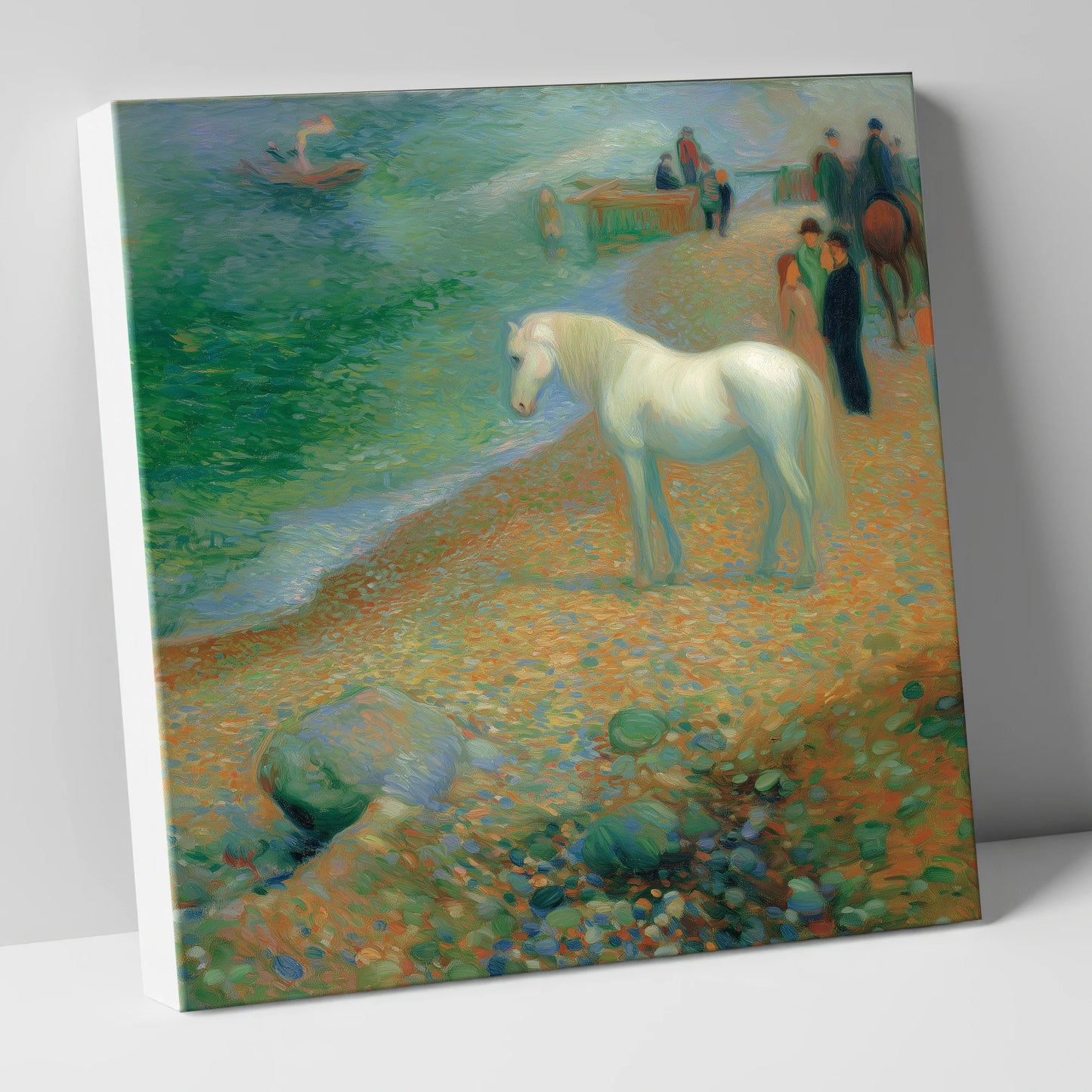 Luminous Shoreline Solitude horse landscape canvas wall art