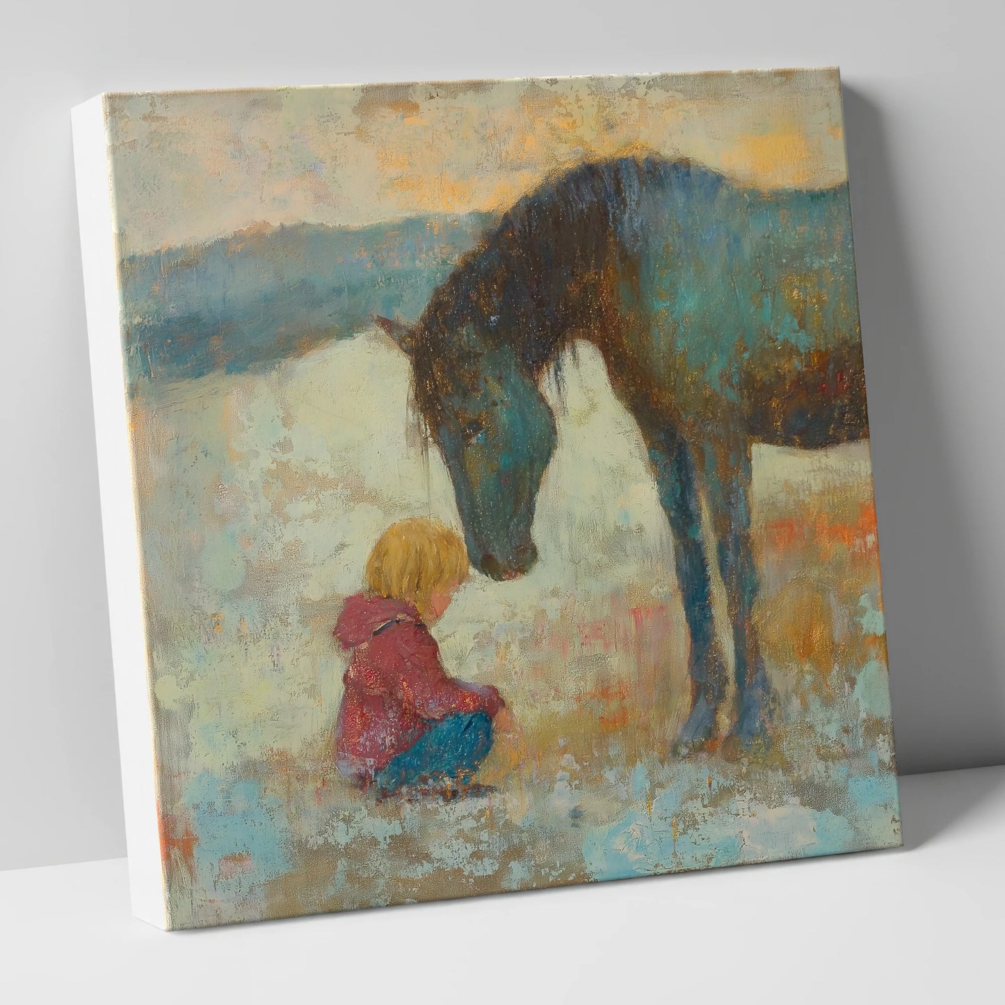 A Quiet Understanding horse & rider canvas wall art
