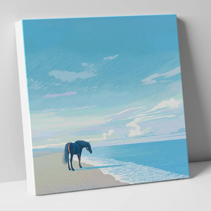 Solitude by the Sea horse landscape canvas wall art