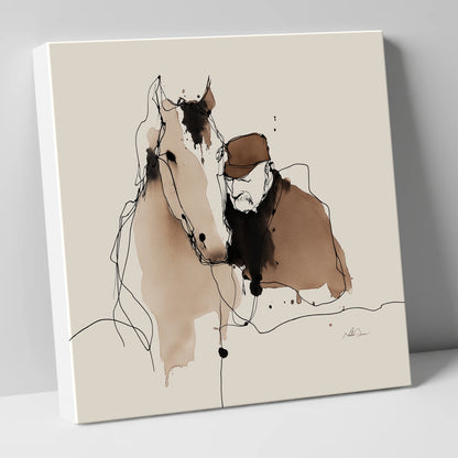 Silent Companions horse & rider canvas wall art