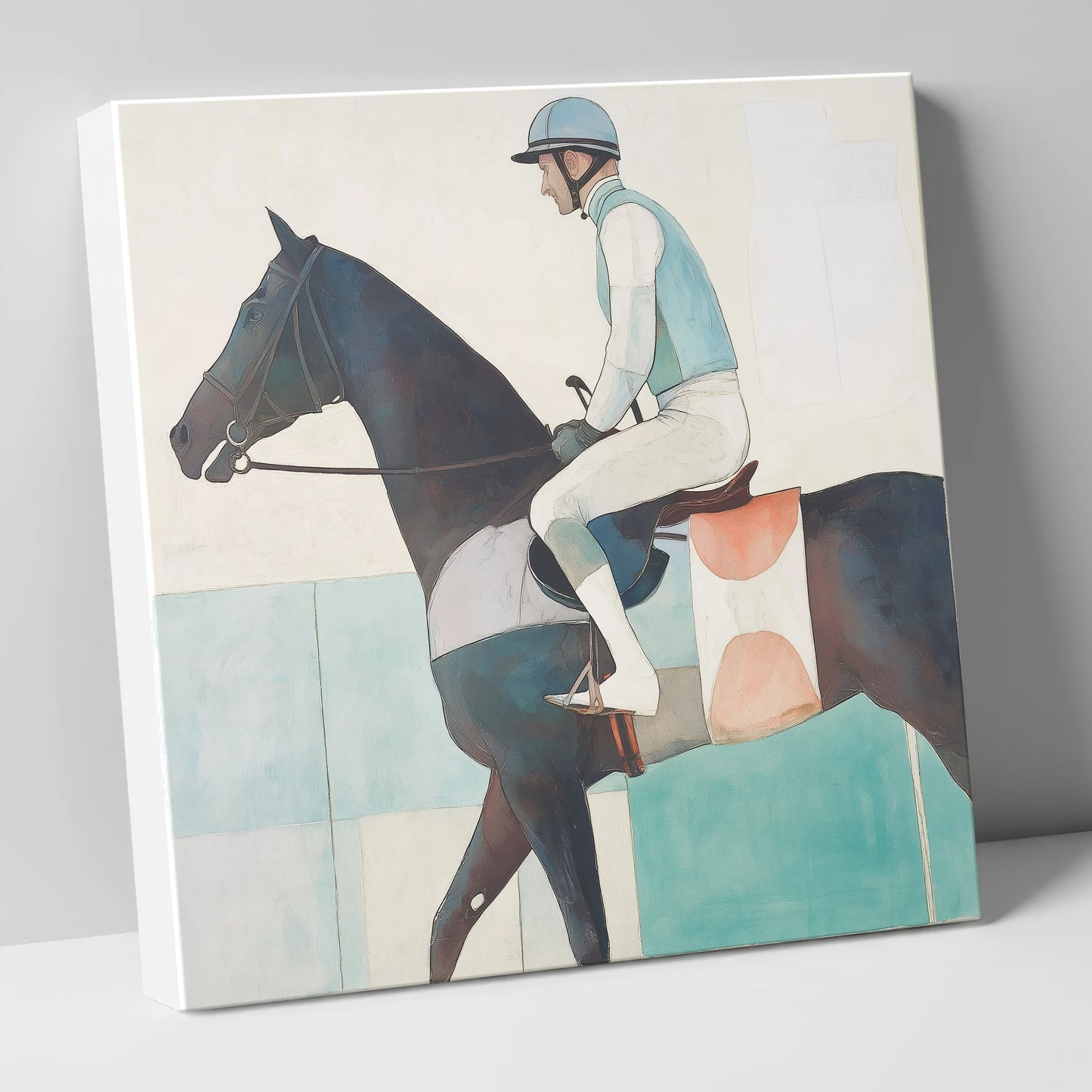 Aquamarine Stride racing horse canvas wall art