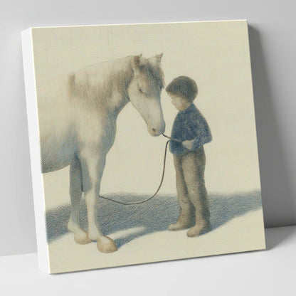 A Quiet Understanding horse & rider canvas wall art