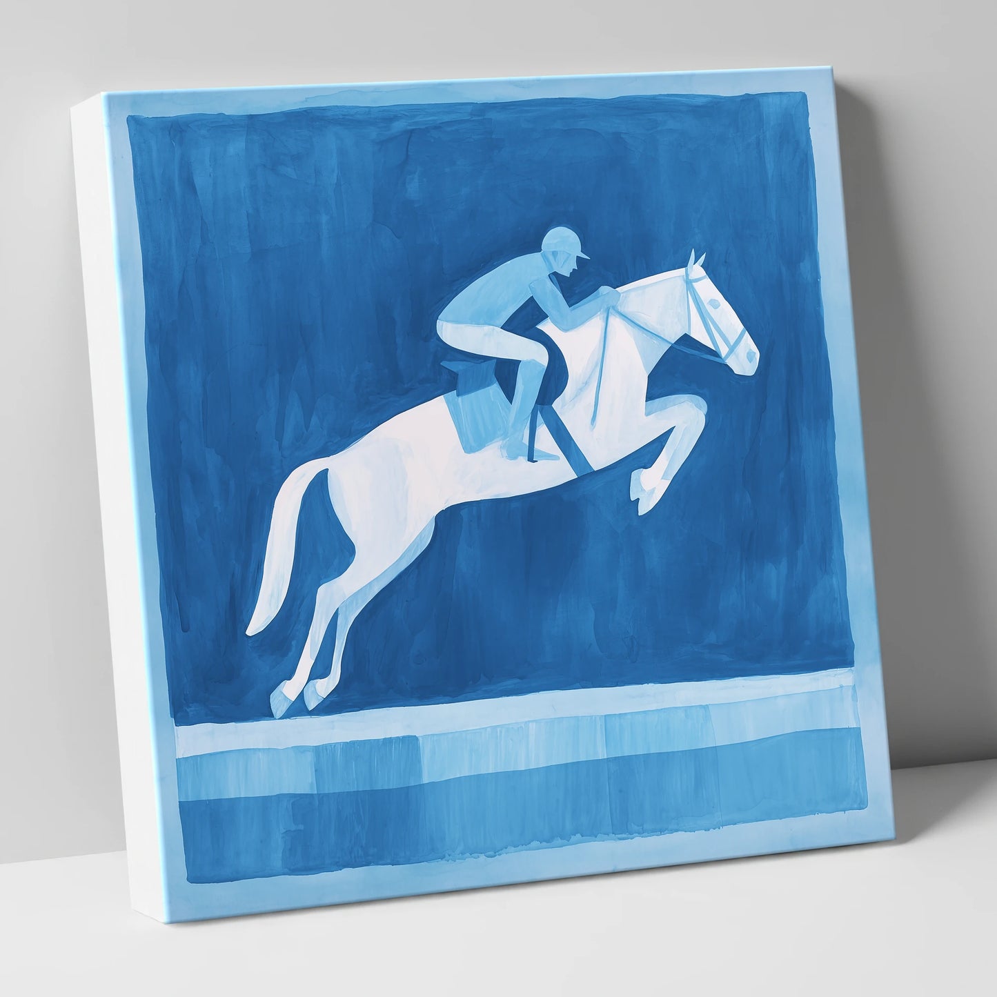 Azure Leap show jumping horse canvas wall art