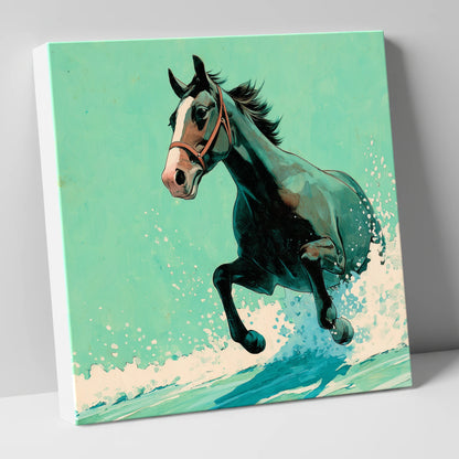 Sea Spray Gallop beach horse canvas wall art