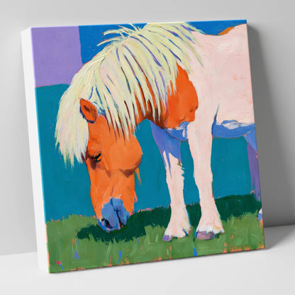 Vibrant Grazing Shetland Pony horse breed canvas wall art