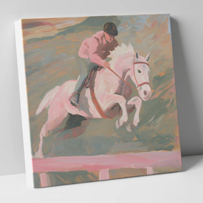 Airborne in Pastel show jumping horse canvas wall art