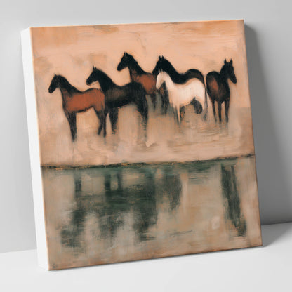 The Quiet Shallows wild horses canvas wall art