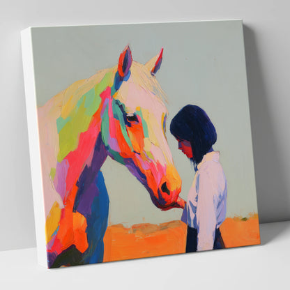 Vivid Connection horse & rider canvas wall art