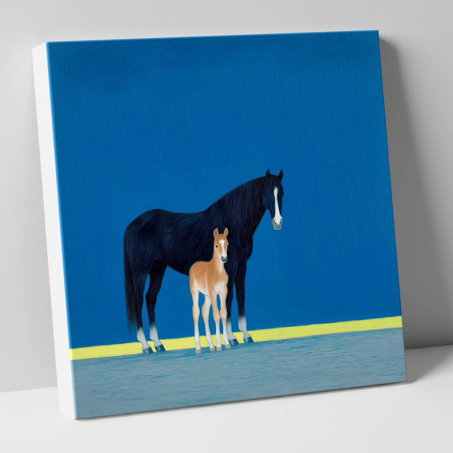 Azure Bond mare & foal canvas wall art