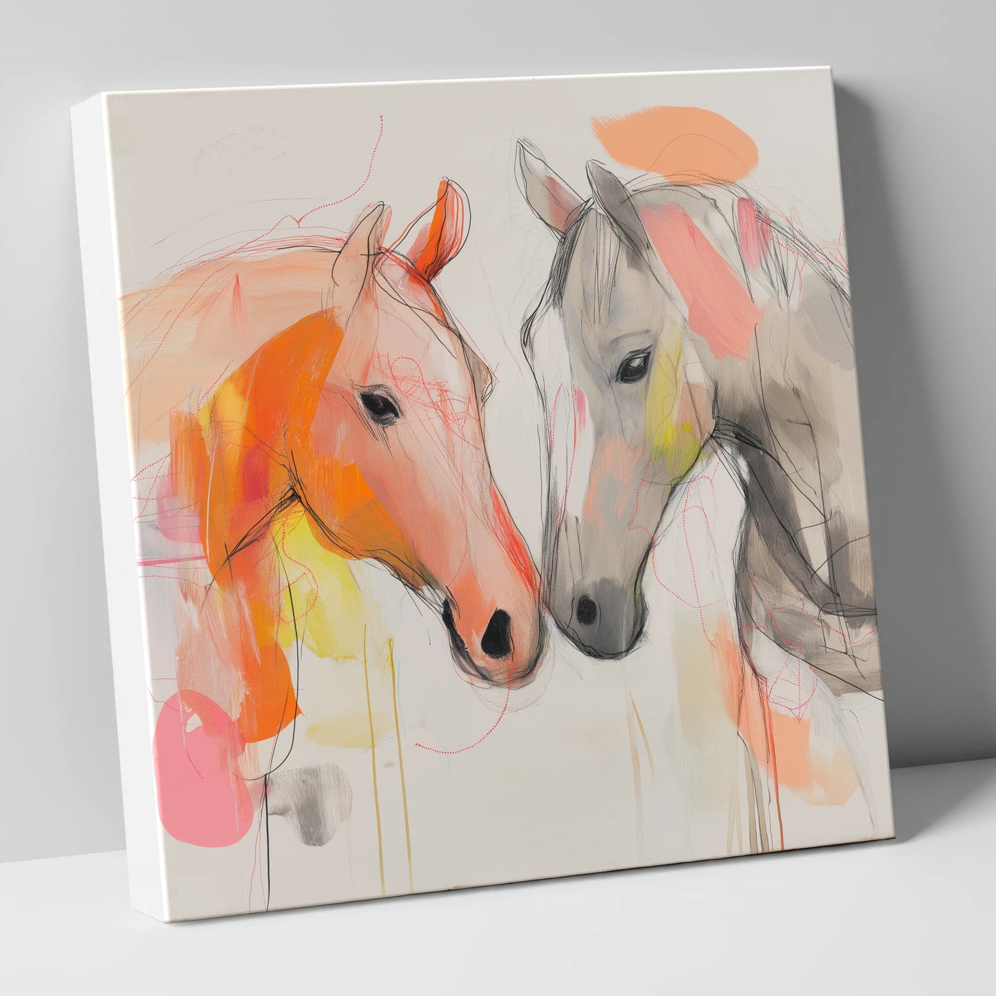 Tender Connection horse portrait canvas wall art