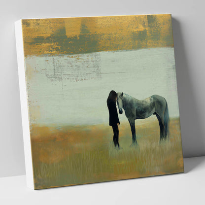 The Quiet Bond horse & rider canvas wall art
