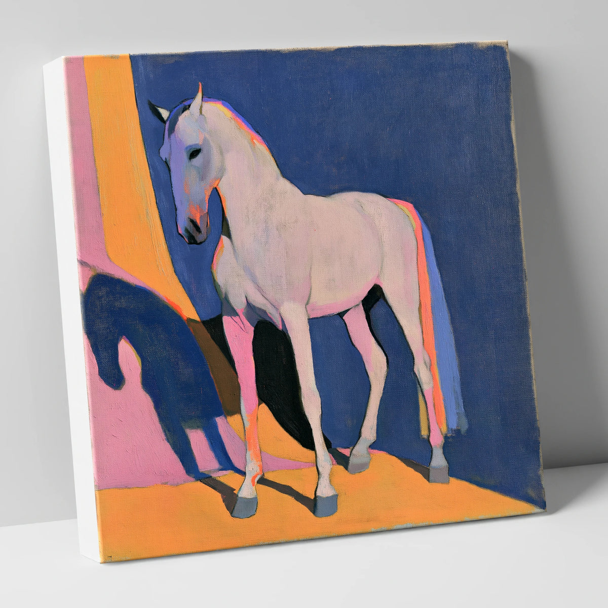 Colourful Grey Horse And Shadow horse breed canvas wall art