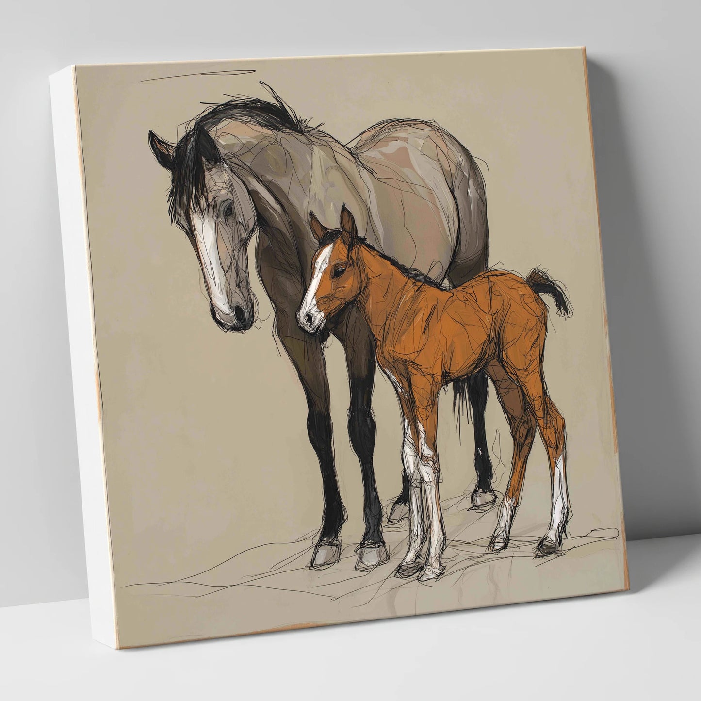 Gentle Guidance mare & foal canvas wall art