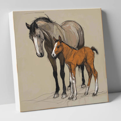 Gentle Guidance mare & foal canvas wall art