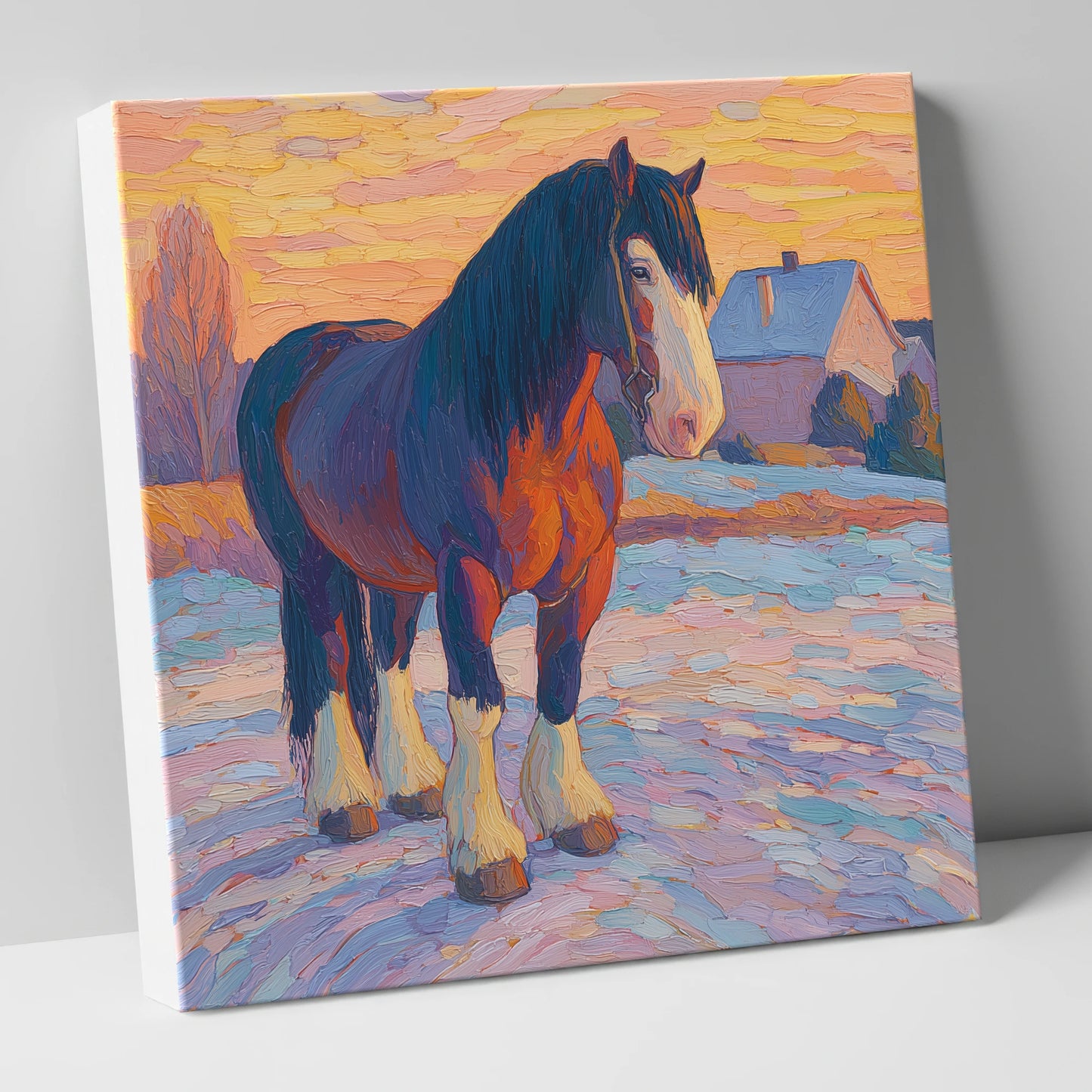 Majestic Winter Shire horse breed canvas wall art