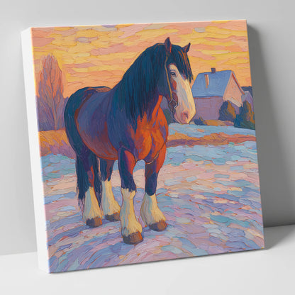 Majestic Winter Shire horse breed canvas wall art
