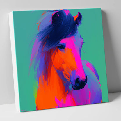Neon Equine Spirit horse breed canvas wall art