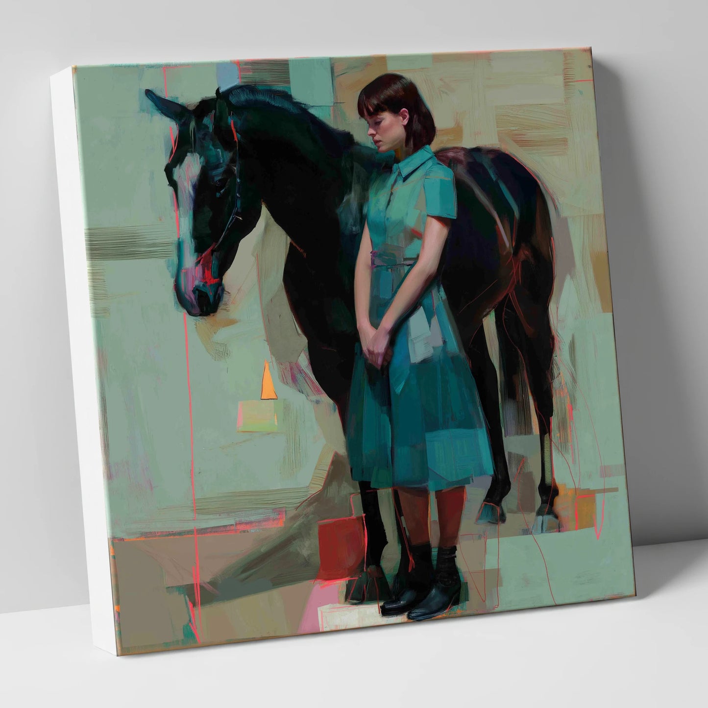 A Quiet Connection horse & rider canvas wall art