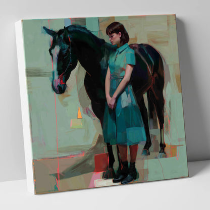 A Quiet Connection horse & rider canvas wall art