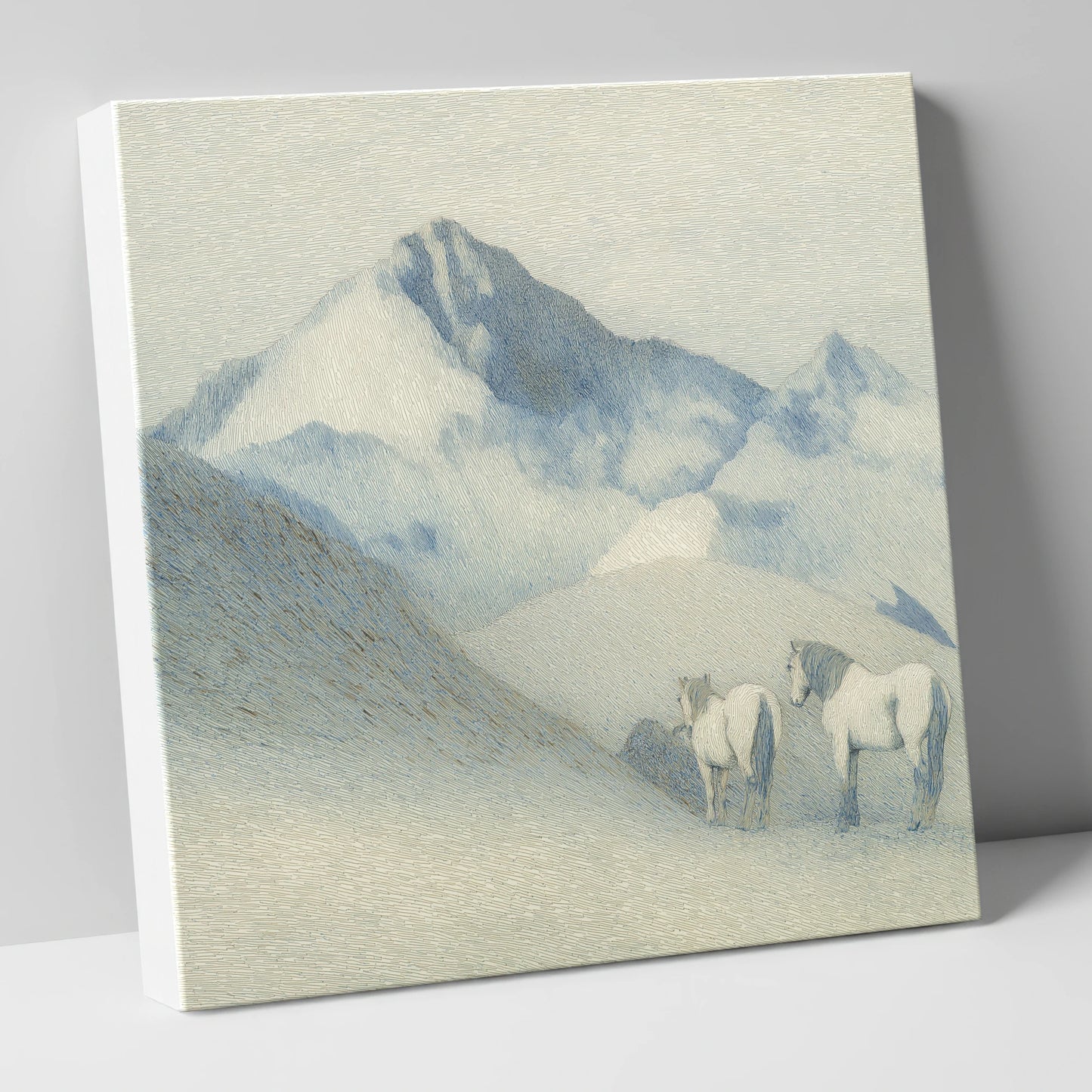 Slate Blue Peaks horse landscape canvas wall art