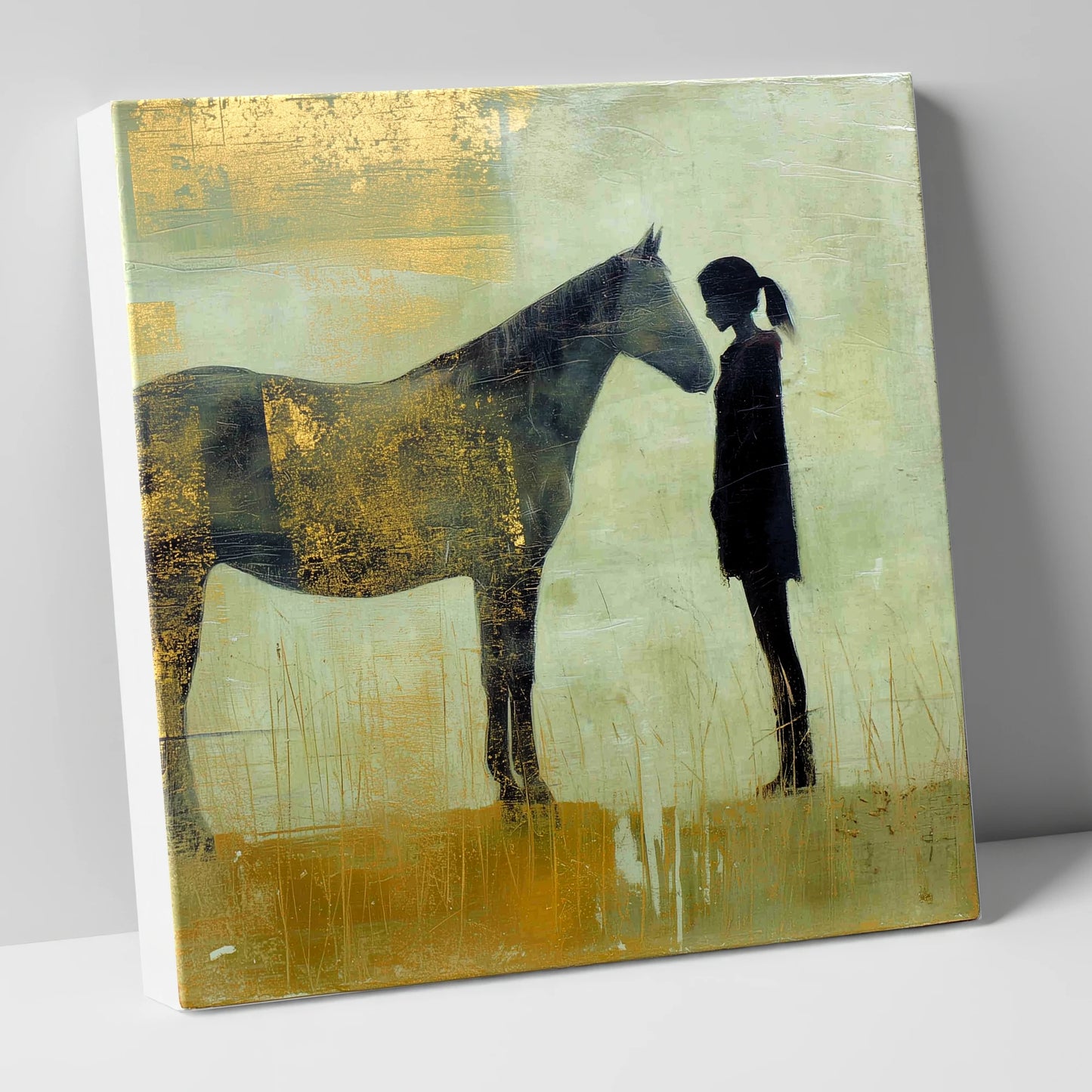 The Golden Bond horse & rider canvas wall art