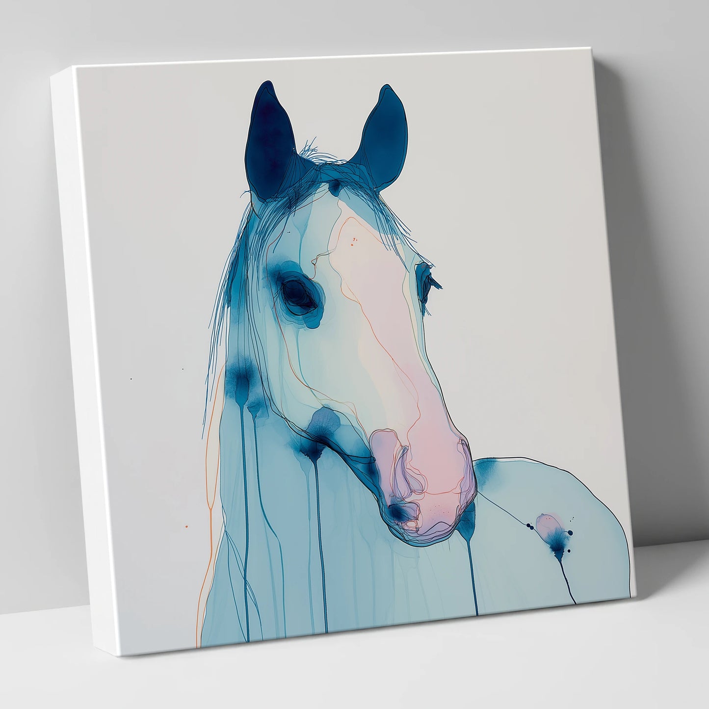 Cerulean Spirit horse portrait canvas wall art