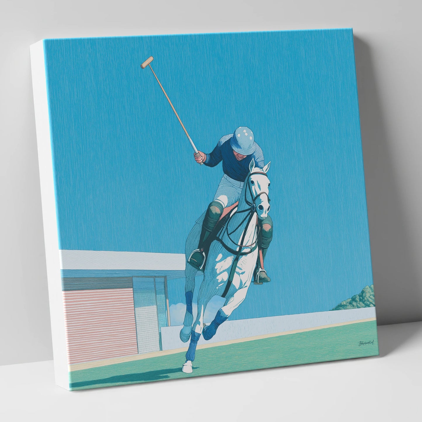 The Azure Chukka polo horse canvas wall art