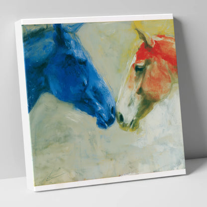 Cerulean and Crimson Bond horse portrait canvas wall art