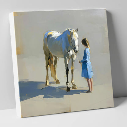 Sunlit Connection horse & rider canvas wall art