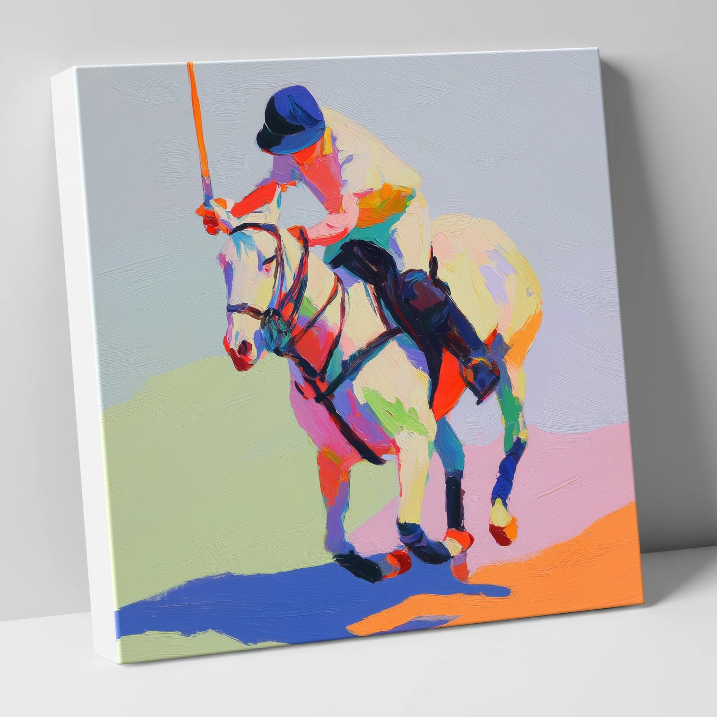 Vibrant Polo Drive polo horse canvas wall art