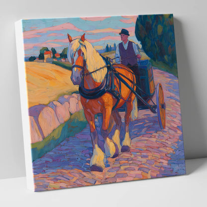 Evening Draught on Cobbles working horse canvas wall art
