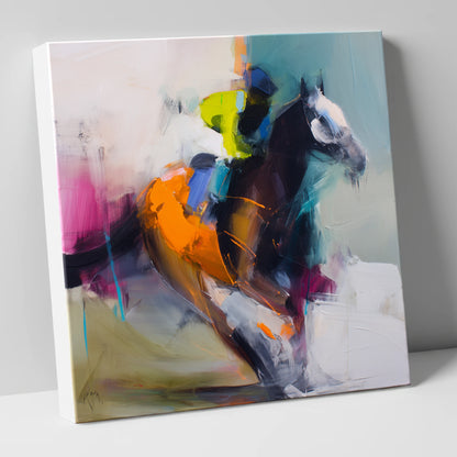 Technicolour Gallop racing horse canvas wall art