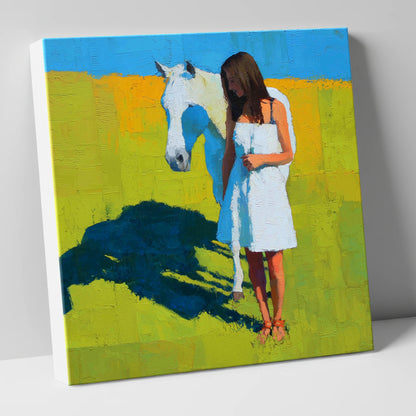 High Summer Shadows horse & rider canvas wall art