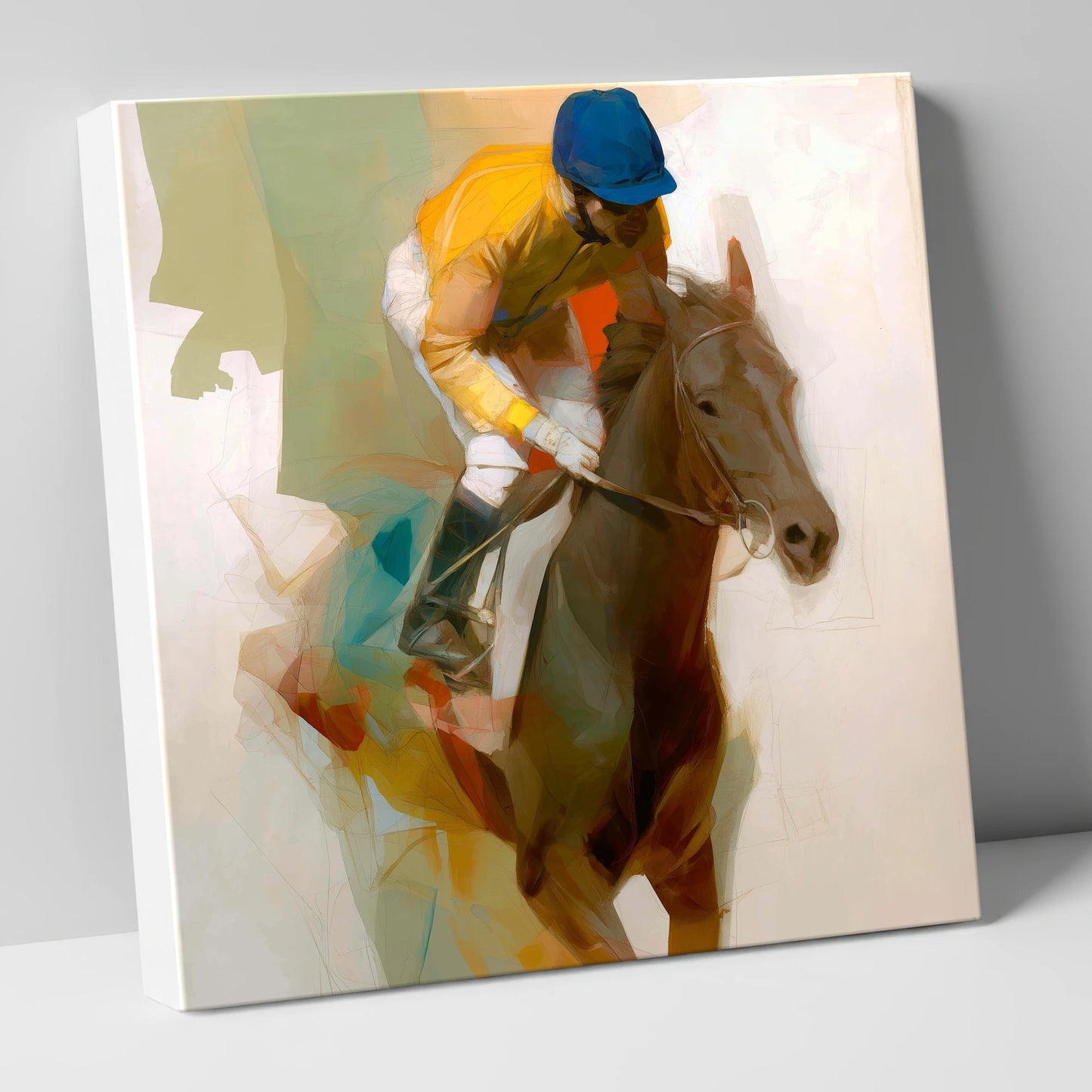 Yellow Silk Strike racing horse canvas wall art