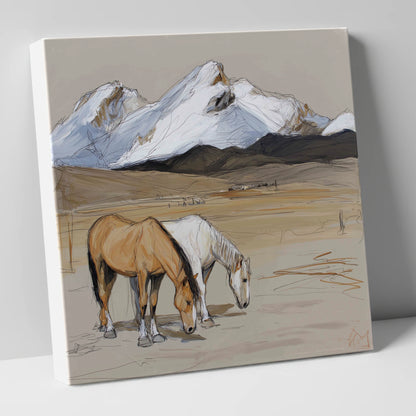 High Country Grazing horse landscape canvas wall art
