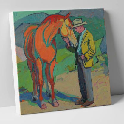 Vibrant Companionship horse & rider canvas wall art
