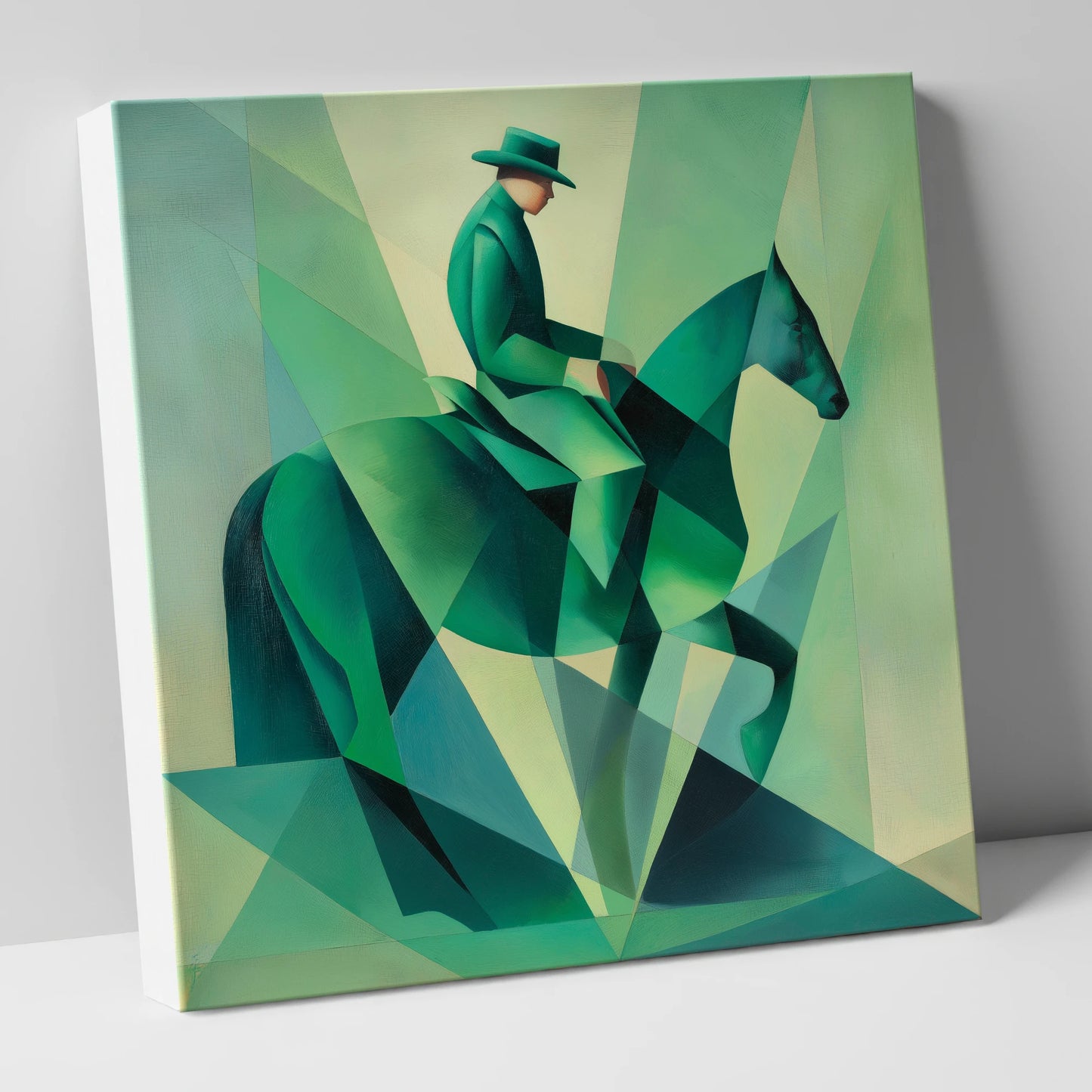 Faceted Emerald Stride western horse canvas wall art