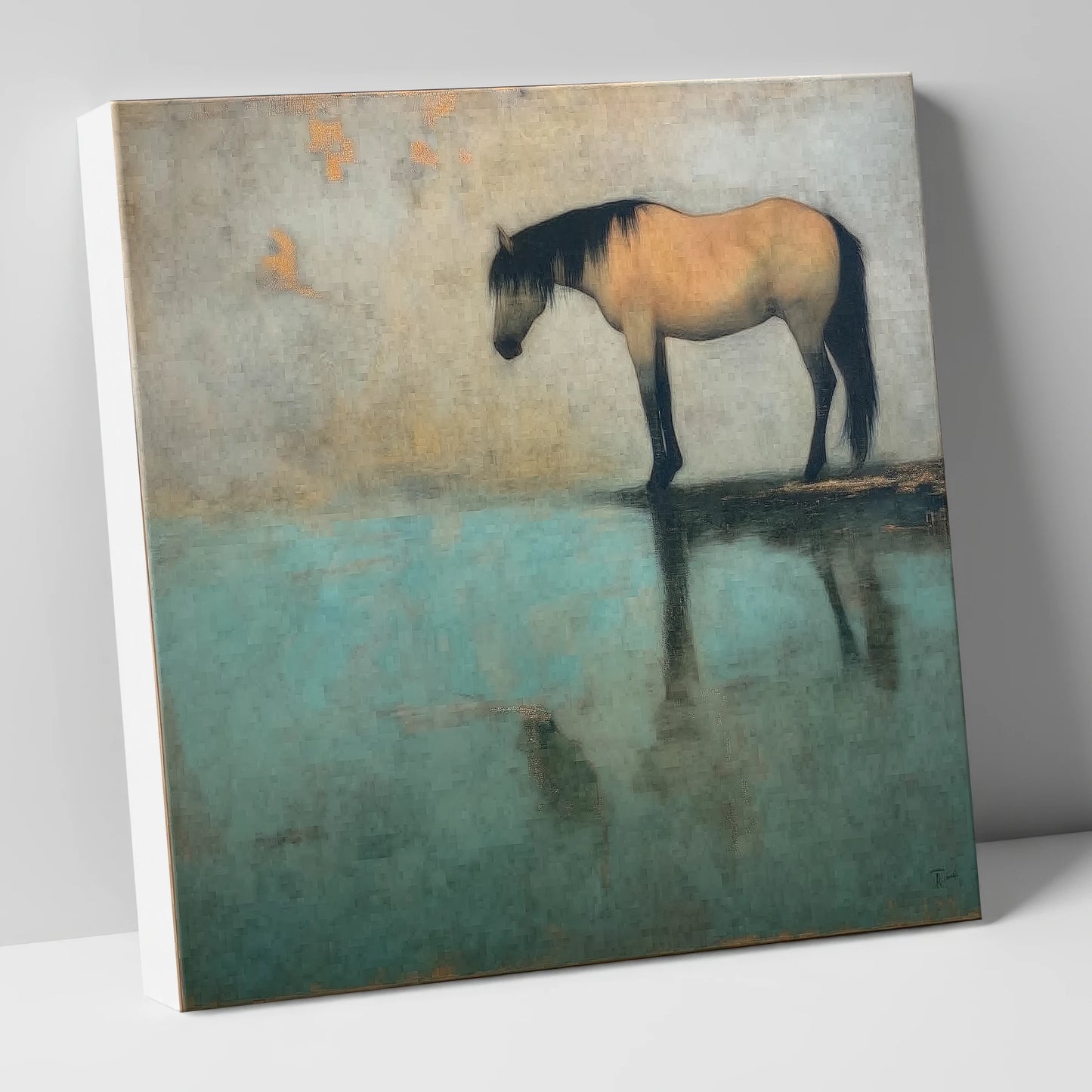 Tranquil Waters Reflection horse landscape canvas wall art
