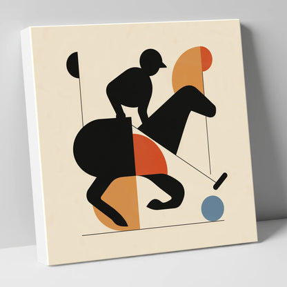 Mid-Century Polo Strike polo horse canvas wall art