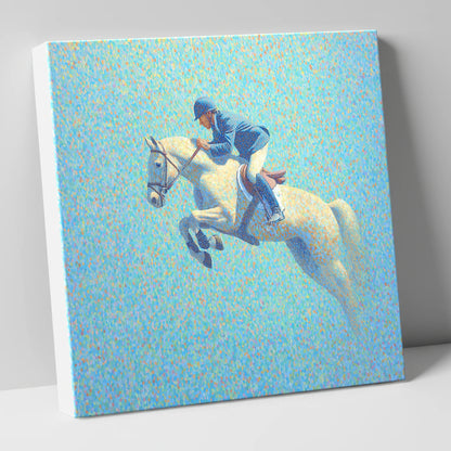 Luminous Flight show jumping horse canvas wall art