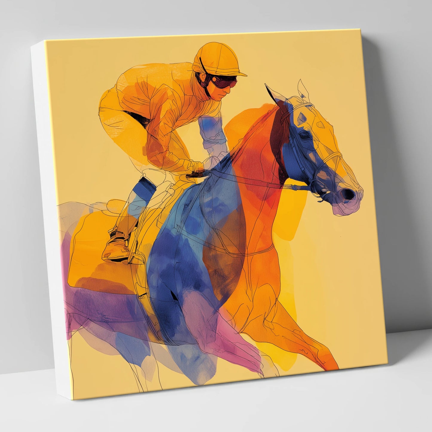Prismatic Racing Stride racing horse canvas wall art