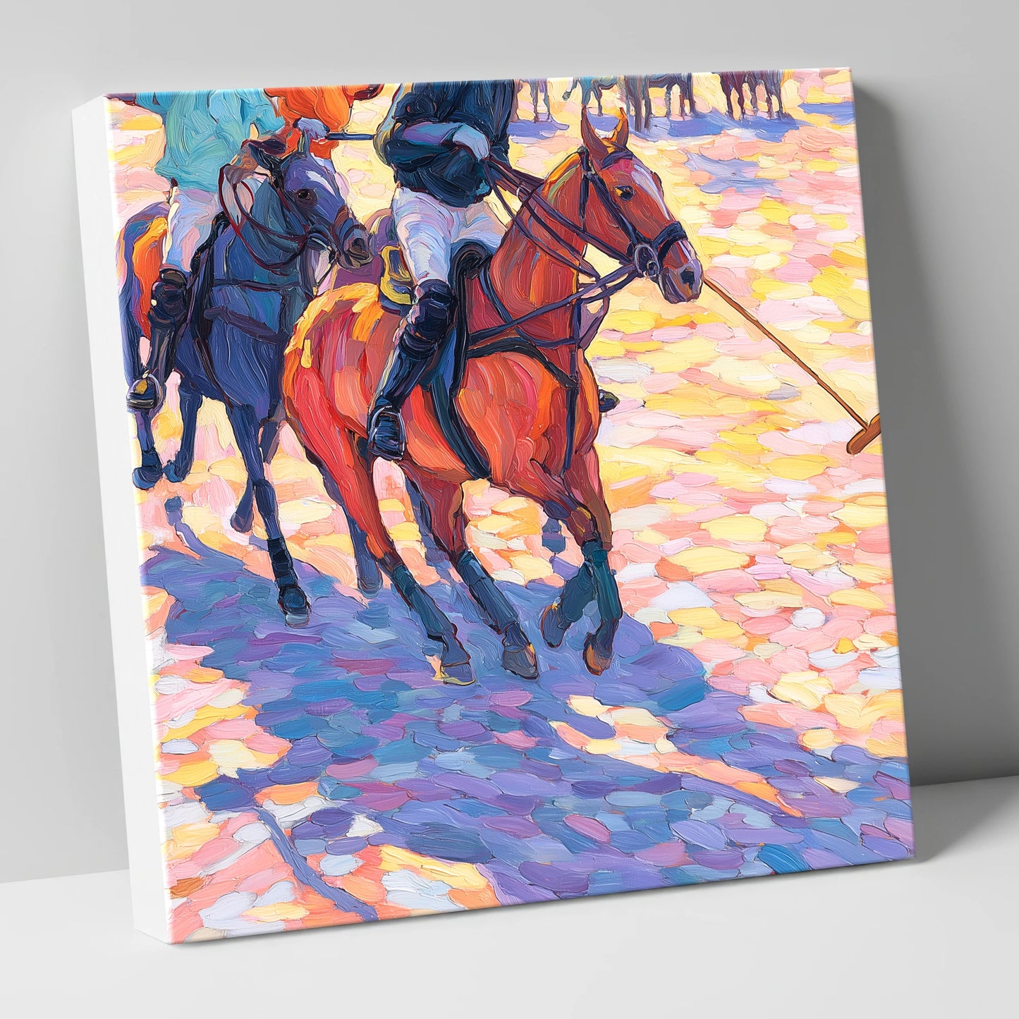 Sunset Chukka Shadows polo horse canvas wall art