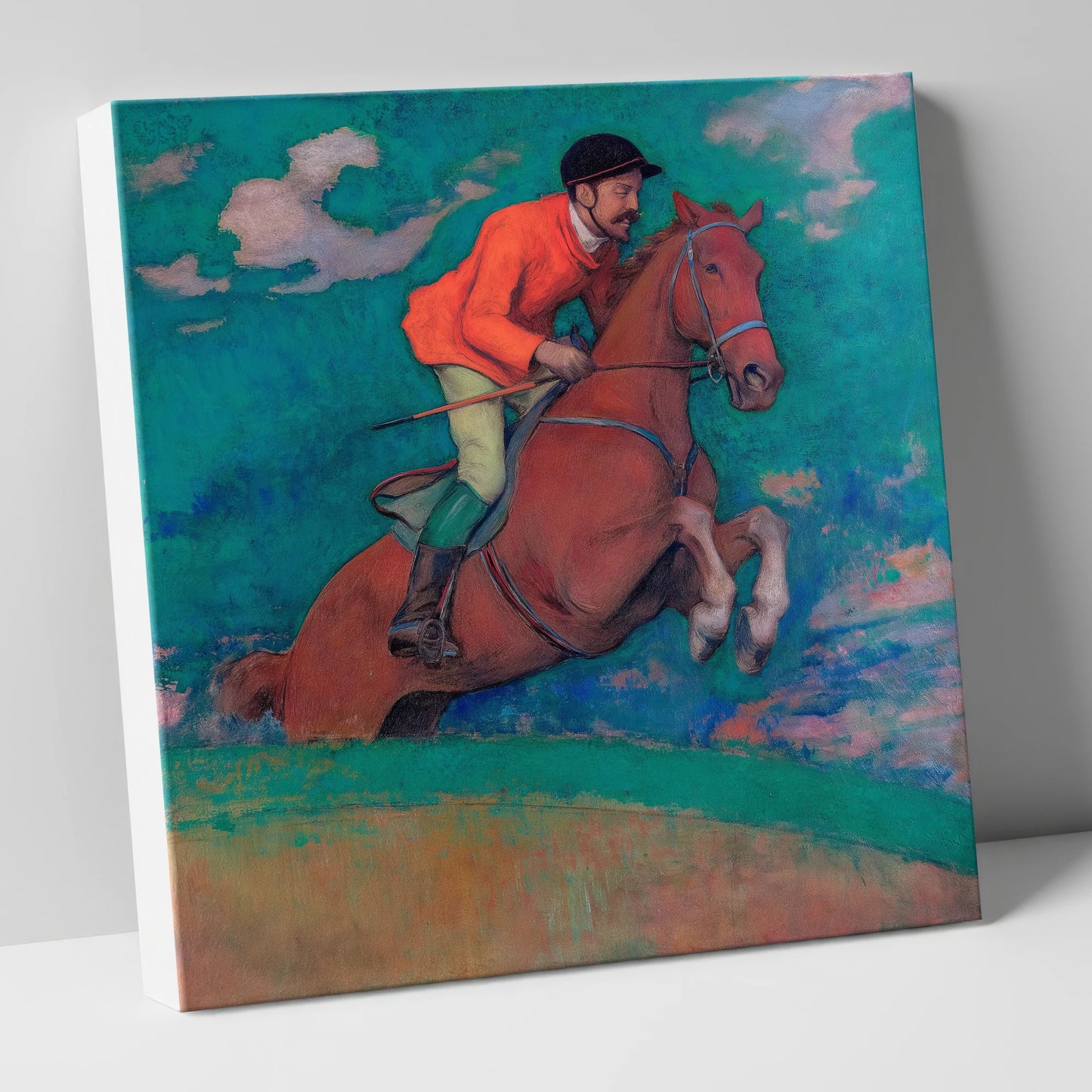 The Crimson Chase racing horse canvas wall art