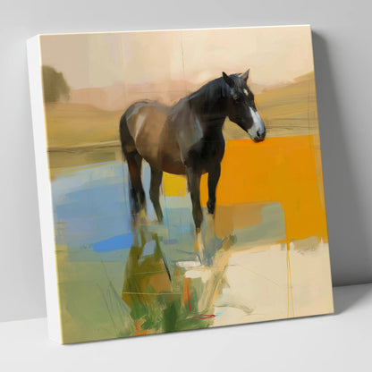 Reflections in Ochre horse portrait canvas wall art