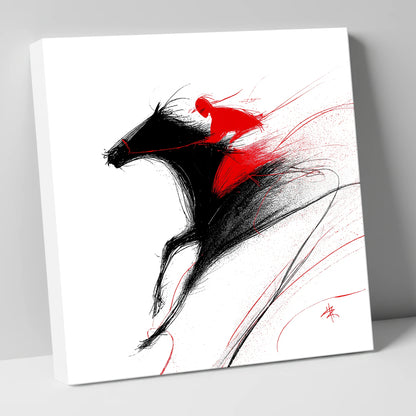 Adrenaline in Red racing horse canvas wall art