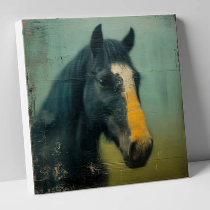 The Golden Blaze horse portrait canvas wall art