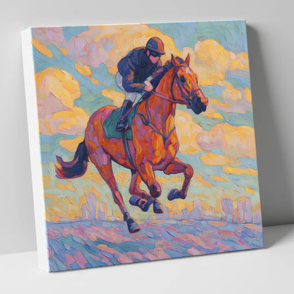 Technicolour Gallop racing horse canvas wall art