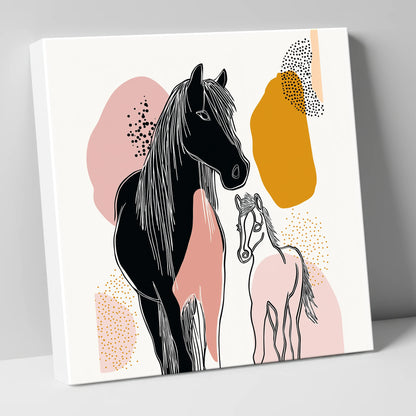 Contemporary Equine Bond mare & foal canvas wall art