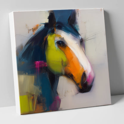 Vibrant Contemporary Profile horse portrait canvas wall art